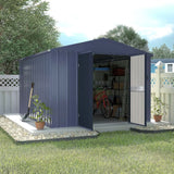 VEIKOUS 8-ft x 12-ft Galvanized Steel Storage Shed